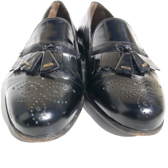 Bally Of Switzerland Men's Dress Shoes Size 7.5 F Tassel Loafers Black Leather - Picture 13 of 16